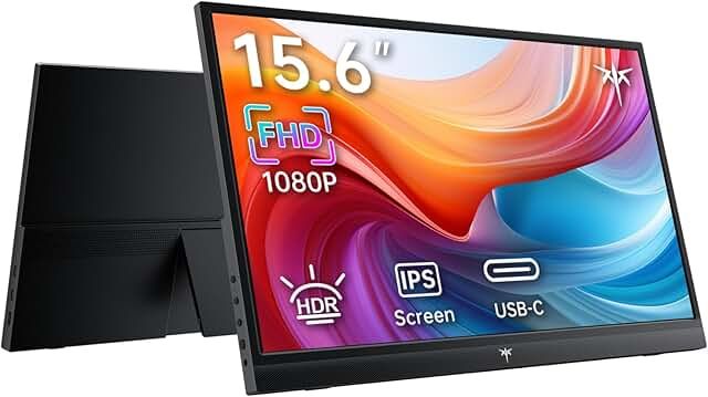 Exclusive Deal on KTC Portable Monitor 15.6 Inch FHD 1080P Travel Monitor for Laptop, MacBook Phone PS5 Xbox Switch, HDMI USB C, HDR, IPS Slim Second Screen with Built-in Speakers, H15F9 - Amazon KSA Deals