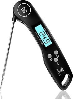 Exclusive Deal on DOQAUS Digital Meat Thermometer, Instant Read Food Thermometer with Backlight LCD Screen, Foldable Long Probe &amp;amp; Auto On/Off, Meat Thermometer Probe for Kitchen, BBQ, Water, Milk, Cooking Food (Black) - Amazon KSA Deals