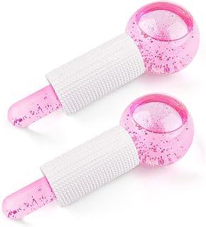 Ice Globes for Facials, Qhou Ice Roller for Face &amp; Eye Puffiness Relief, Cooling Face Massager Skin Care Tools for Beauty Routine, Reduce Dark Circles Pores, Enhance Circulation, Tighten Skin-Pink