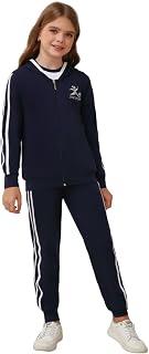 عرض حصري على Girls 3 Piece Outfits Sweatsuit Zip Up Sweatshirt, T-shirt and Sweatpant,Tracksuit Athletic Jogger Sets, material of high quality - عروض أمازون السعودية
