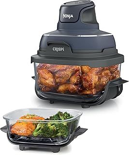 Exclusive Deal on Ninja Crispi 4-in-1 Portable Glass Air Fryer Cooking System, 1700W, 1.4L &amp;amp; 3.8L Glass Containers with Storage Lids, Cyberspace Gray, FN101MEGY, 2 Years Warranty, Middle East Version - Amazon KSA Deals