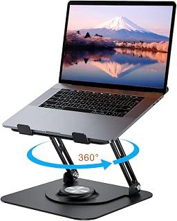 Laptop Stand with 360° Rotating Base, Height-Adjustable Laptop Stand, Ergonomic Notebook Stand, Ventilated Laptop Holder, Compatible with 10-17 Inch MacBook Pro/Air, Dell, Lenovo, Acer, Huawei