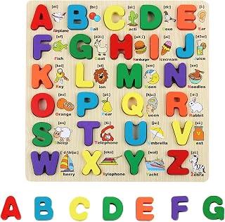 Alphabet Puzzle, ACTOYS Wooden Puzzle Toy, Wooden Puzzle for Toddlers, Letter Puzzle, Educational Toy for Early Education of Children, Suitable for Toddlers and Preschool Children