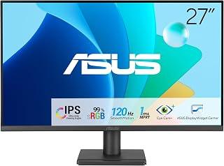 شاشة محبي الألعاب إيزي كير VA279HG من أسوس : 27 بوصة، IPS، FHD 99% بألوان الأحمر والأخضر والأزرق القياسي (sRGB)، بدون اطار، 120 هيرتز، مزامنة تكيفية، 1 مللي ثانية MPRT، HDMI، VGA، ضوء ازرق منخفض، بدون