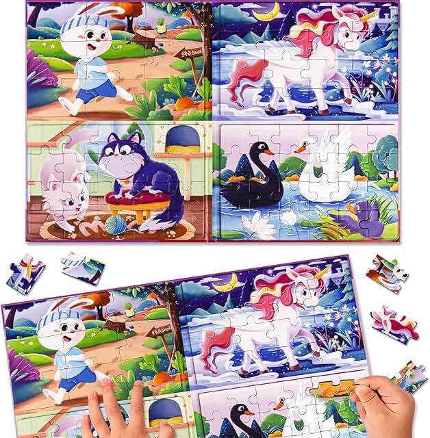 عرض حصري على Magnetic Puzzles for Kids, A4 Size Toddler Unicorn Magnet Jigsaw Puzzle Book, Kids Travel Puzzles Toys, Car Airplane Road Trip Activities Toys, for 3 4 5 6 7 8 Year Old Boys and Girls Birthday Gifts - عروض أمازون السعودية