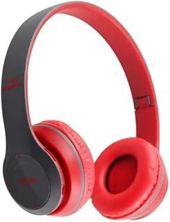 Wireless Bluetooth Headphone - Over Ear Stereo Music Headset with Memory Card Support, Gaming Headphones with Built-in Microphone for Laptop, Mobile Phone, PC - 47 (Red)
