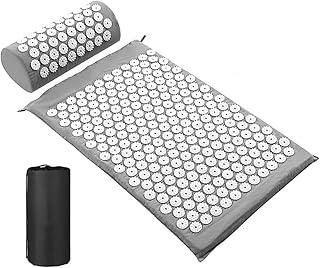 Laze Yoga Mat-Acupuncture Massage Mat Fitness Exercise Mat Pilates and Gym. 2cm Thick Relieve Back Headache Foot Massageeasy to Clean.(Gray-Acupuncture massage cushion)