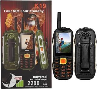 Heavy Duty K19, Support 4 Cards Phone, Quad Standby Mobile Device with Excellent Strong Network Reception, Ultra-Bright LED Torch Flashlight, High-Capacity Battery, and Rugged Keypad Design