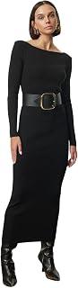 Trendyol Black Mercerized Look Maxi Knitwear Premium Yarn/Special Yarn Long Dress Twoaw25El00052,Black S
