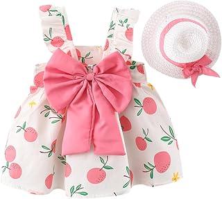 عرض حصري على Baby Girl One-Piece Floral Dress with Lace Straw Hat Princess 2PCS Sleeveless Summer Skirt Clothes Set - عروض أمازون السعودية