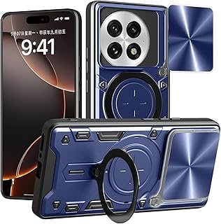 Exclusive Deal on compatible with Oneplus 13 Case Bumper, Military Style Outdoor Drop-Proof with Sliding Window Lens Cover &amp; 360-Degree Rotatable Mount, Metal Plate for Magnetic Car Holder (Blue, 6.82") - Amazon KSA Deals