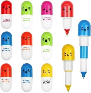 24 Pcs Mini Retractable Ballpoint Pens, Cute Emoticon Cartoon Face Blue Ink Writing Ball Pens Set, Retractable Design, Non Toxic, for Kindergarten School Gifts, Random Color
