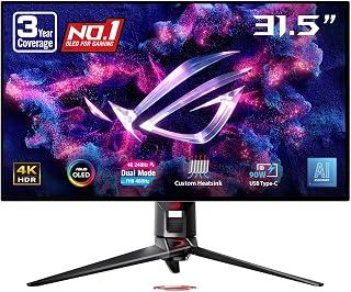 ASUS ROG Swift 32” 4K OLED Gaming Monitor (PG32UCDP) - WOLED, Dual Mode (4K 240Hz, FHD 480Hz), 0.03ms, G-SYNC Compatible, Custom Heatsink, AI Gaming, 99% DCI-P3,True 10-bit, USB-C 90W, 3yr Warranty