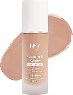 Exclusive Deal on No7 Restore &amp;amp; Renew Multi Action Serum Foundation - Cool Vanilla - Liquid Foundation Makeup with Vitamin C, Vitamin E &amp;amp; Collagen for Face - Beauty Skin Serum Formula with Medium Coverage (30ml) - Amazon KSA Deals