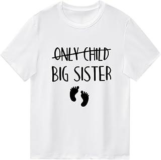 تي شيرت مطبوع عليه عبارة «Only Child to Big Sister» لعيد ميلاد الأخت الكبرى للأطفال الصغار، ملابس للأخوة