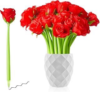 Bukela Flower Pens Gifts Artificial Rose Pens 12 Pcs Creative Black Ink Pen Bulk Wedding Birthday Party Favors Office School Decoration Supplies Gifts for Women Girls Kids Teacher Nurse