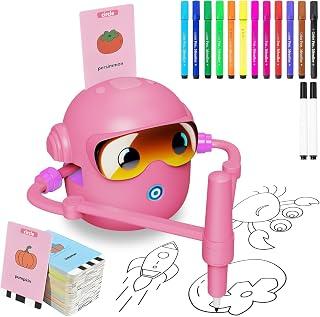 Drawing Robot for Kids, with 100 Word Cards, 12 Color Pens, Voice Interactive Educational Drawing Machine, Montessori Painting Learning Toys for Boys and Girls 3+ years old,Creative Learning Gift