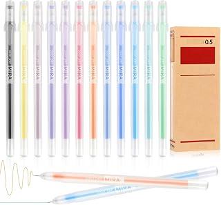 X spring Multicolor Gel Ink Pens, 12-Piece Liquid Ink Pen Set with 0.5mm Tip, Waterproof Gel Pens for Note Taking, Planning and Creative Writing