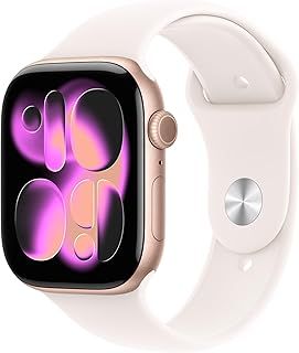 Exclusive Deal on Apple Watch Series 11 GPS 46mm Smartwatch with Rose Gold Aluminium Case with Light Blush Sport Band M/L. Sleep Score, Fitness Tracker, Health Monitoring, Always-On Display, Water Resistant - Amazon KSA Deals