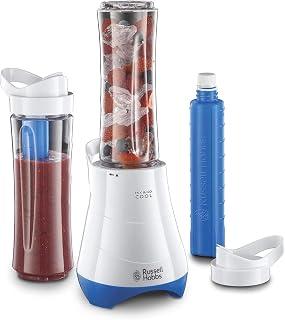 Russell Hobbs (21351) Mix and Go Cool Smoothie Maker - Portable Blender 300W, 2x 600ml Bottles, Ice Crushing, Non-Slip, Dishwasher Safe, White - 1-Year Warranty
