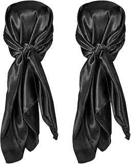 2Pcs Satin Head Scarves, 35 Inch Silk Head Scarf Sleeping Hair Wrapping Satin Scarf for Women Girls Soft and Comfortable Fabric
