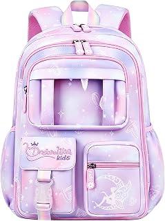 School Backpack for Girls, Children's Primary School Bags Lightweight Kids' Backpacks School Satchel Book Bag Large Capacity School Bag Cute Children's Backpack for 5-12 Years, Purple, L, School
