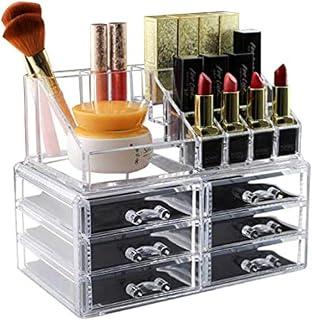 ENYAA Makeup Organiser Acrylic Jewellery Box Products Mother’s Day Gifts Cosmetic Organiser Drawer Makeup Storage Case - Drawer Makeup Holder for Lipstick Skincare Products (Transparent, 6 Drawers)