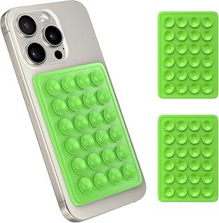 2 Packs Suction Phone Case Mount, Silicon Adhesive Phone Accessory for iPhone and Android, Hands-Free Fidget Toy Mirror Shower Phone Holder, Tiktok Videos and Selfies (Green)