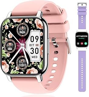 Exclusive Deal on Popglory Smart Watch Answer/Make Calls, 1.85'' Smartwatch with AI Voice Control, Blood Pressure/SpO2/Heart Rate Monitor, Fitness Tracker Watch 2 Straps for Men Women for iOS Android Phones - Amazon KSA Deals