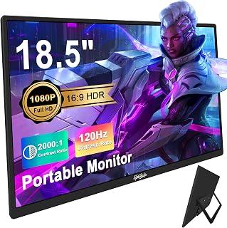 18.5inch Portable Monitor, Laptop Monitors 120Hz Travel Gaming Monitor, 400Nits HDR FHD Plug&amp;Play Dual Speakers, External Screen for PC, Tablet,Mac,Switch, Xbox, PS3/4/5 Will