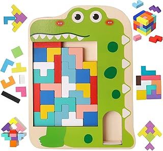 عرض حصري على Wooden Tetris Puzzle, Tangram Brain Teaser Toy, Busy Board Wooden Toy, 3 in 1 Montessori Toys for 1-6 Years Old Kids, 3D Jigsaw Brick Puzzle, Developmental Toy, Educational Toy Gift for Boys Girls - عروض أمازون السعودية