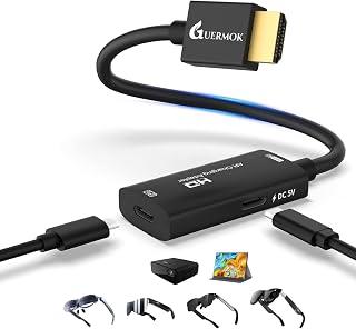 Guermok AR Glasses HDMI to USB-C Display Adapter, 4K@60Hz Play and Charge AR Converter with DC 5V, for XREAL One/Air 2 Pro/RayNeo/Rokid, Switch 2/1, Xbox1, PS4/5, Portable Monitors (Black)