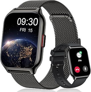 Exclusive Deal on Popglory Smart Watch Answer/Make Calls, 2.01'' Smartwatch with AI Voice Control, Blood Pressure/SpO2/Heart Rate Monitor, Fitness Tracker Watch 2 Straps for Men Women for iOS Android Phones - Amazon KSA Deals