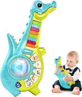 Baby Musical Toys, Toys for 3 Year Old Girl Birthday Gifts, Educational Cartoon Guitar for Toddler Boy Kid 3-6, Infant First Interactive Learning Birthday Present (Crocodile)
