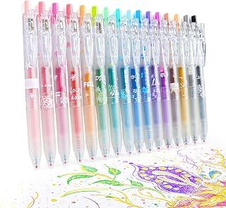 Glitter Gel Pens, 16 Colors Retractable Sparkle Gel Pen Set 0.7mm Fine Tip Colored Journaling Pens for Coloring Books, Drawing, Journaling, Doodling Office School Art Supplies