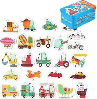 Wooden Transportation Puzzle for Kids 24 Pieces | Educational Toy for Learning Vehicle Names & Transportation | Develop Intelligence and Focus | With Storage Metal Case | +2 Years