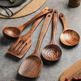 Generic Wormwood Kitchen Utensil Set, 4 Piece Wooden Cooking Tools, Natural Wood Serving Spoons .hg