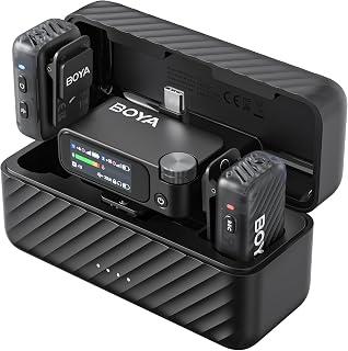 BOYA BOYAMIC 2 Wireless Lavalier Microphones for Android/Camera/Tablets/PC, AI Noise Cancellation, 32-bit Float Internal Recording, AMOLED Touchscreen,APP Control, 984ft 54h Battery with Charging Case