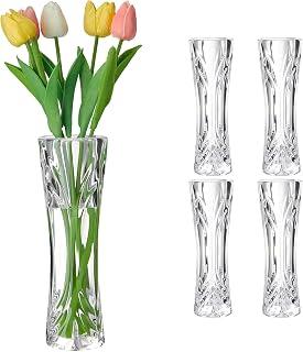 عرض حصري على ALMEKAQUZ 4 Pcs Acrylic Glass Bud Vases for Centerpiece, Clear Plastic Bud Vase Crystal Acrylic Vase Small Break Resistant Flower Vase for Rose Home Decoration - عروض أمازون السعودية