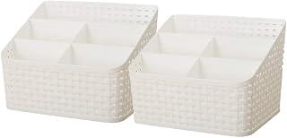 عرض حصري على TOPBATHY 2Pcs Bathroom Storage Basket Plastic Make Up Organiser Cosmetic Storage Organiser for Bathroom(5 Grids White) - عروض أمازون مصر