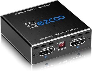 HDMI Splitter 4K 60Hz 1x2 1080P 120Hz HDCP HDR 18Gbps UHD D-olby Vision Atmos Scaler 4K EDID 1080P Dual Monitors HDMI 2.0 Splitter 1 in2 out for PS5,SkyQ,Xbox, Fire Stick BluRay Apple TV Projector