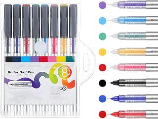 8 PCS Colored Gel Pens Set, 0.5mm Quick-Drying Ballpoint Pens Rollerball Pens, Colorful Multi-color Ink Fine Point Comfort Grip Smooth Writing Pens for Bullet Journal, School &amp; Office Accessories