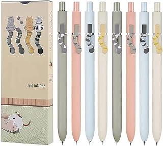 8PCS Cute Cat Press 0.5 Gel Pen, Boxed Pen, Office Pen, Quick-Drying Neutral Pen, Retractable Gel Ink Black Pen Rollerball Pens, for Cat Lovers Kids Stationery School Office Supplies
