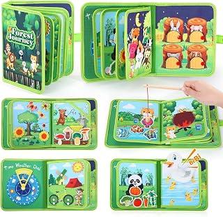 Busy Book for Toddlers 1-3, Montessori Plane Toys Busy Board with Fishing Game, Finger Puppet Motor Skill, Educational Learning Quiet Activity Sensory Book, 1 2 3 4 Boy Girl Birthday Gift
