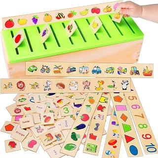 Wooden Montessori Toys for Toddlers Learning Activities Sorting Box Educational Toys Preschool Kindergarten Games Autism Toys Motor Skills STEM for Girls Boys Kids Birthday Gift