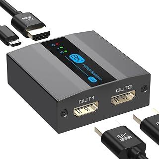 موزع HDMI 8K، 1 في 2 مخرج 4k 120Hz HDMI 2.1 للشاشات المزدوجة، يدعم ادارة اي دي اي دي اتش دي سي بي 2.3 HDR 10 لاجهزة اللابتوب والكمبيوتر وتي في بوكس ومشغلات دي في دي وبلاي ستيشن 5/4/3