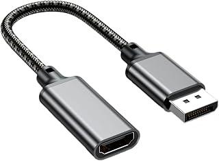 محول منفذ عرض 4K الى HDMI من نالاكال، محول منفذ عرض ذكر إلى HDMI أنثى متوافق مع اتش بي وثينك باد وايه ام دي وانفيديا والكمبيوتر المكتبي للشاشة وتلفزيون HD وجهاز العرض واللابتوب