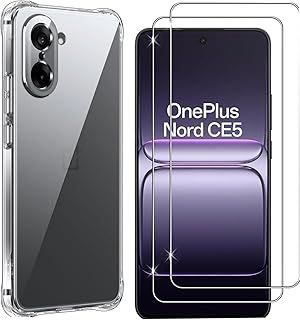 Exclusive Deal on Case Compatible with OnePlus Nord CE5 Case Cover with 2 Screen Protector Tempered Glass, Clear Transparent Cover Film TPU Shock-Absorption Anti Scratch (Clear) - Amazon KSA Deals