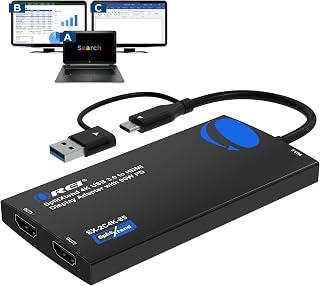موزع HDMI بدقة 4K لشاشة مزدوجة سبليت اكستند، شاشة عرض متعددة 3 شاشات منفصلة، محول USB نوع A وUSB نوع C إلى HDMI 2.0، بدقة 4K@60 هرتز، شاحن بتقنية PD 90 واط، ديسبلاي لينك Mac OS وويندوز من اوري