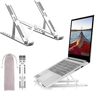 Laptop Stand Adjustable Aluminum Laptop Computer Stand Laptop Riser Holder Compatible with MacBook Air Pro, HP, Lenovo, Dell, More 10-15.6” Laptops Collapsible and Non-Slip Metal Holder (Silver) - Amazon Egypt Deals